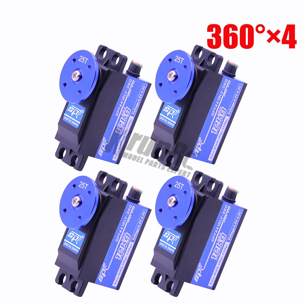 SPT4412LV 12kg Large Torque Metal Gear Standard Digital Low Profile Servo 1/10 RC Car 3racing SAKURA D4 CS Airplane Roboit Arm: 4 pcs 360 with arm