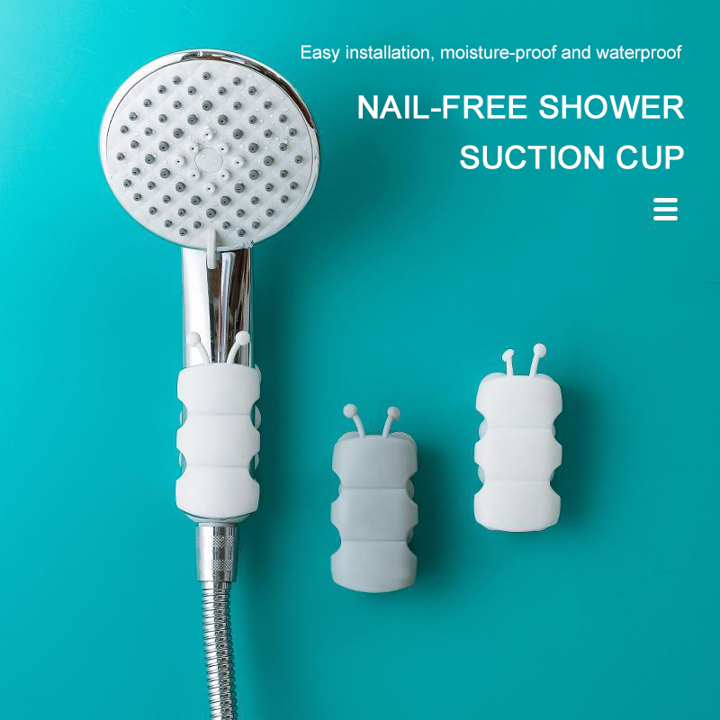 Adjustable Shower Head Holder Bathroom Wall Mounted Bracket With Sucker Household Powerful Suction Portable Shower Fixed Bracket
