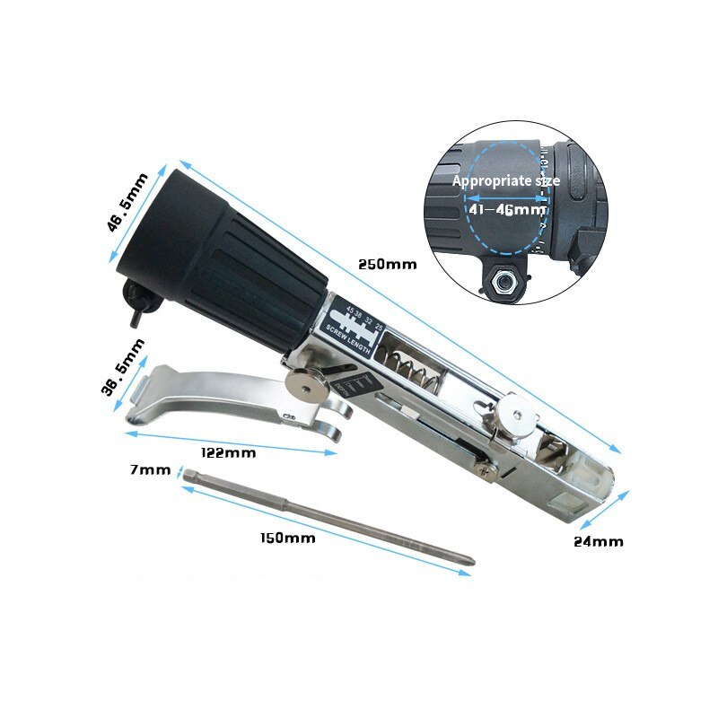 Automatic Chain Nail Gun Adapter Screw Gun for Electric Drill Nozzle Woodworking Tool Cordless Power Drill Attachment
