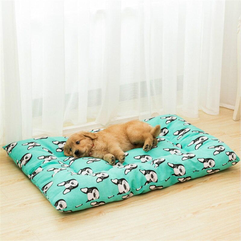 Vinter sällskapsdjur filt söt utskrift sovmattor valpkorg sängunderlägg för stor medium liten hund katt hopfällbar sällskapskudde cama perro: Grön hund / 48 x 34cm