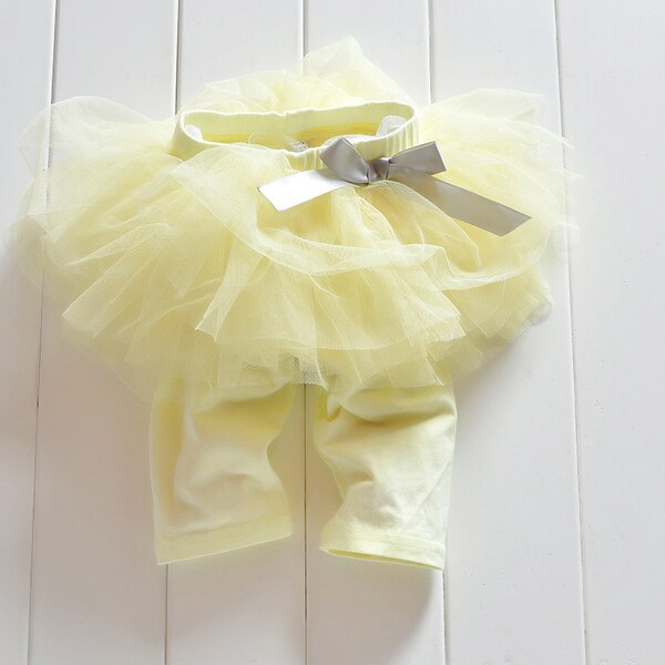 bébé fille Culottes Leggings gaze pantalon fête jupes nœud Tutu jupes 3 couleurs: YELLOW / 3M