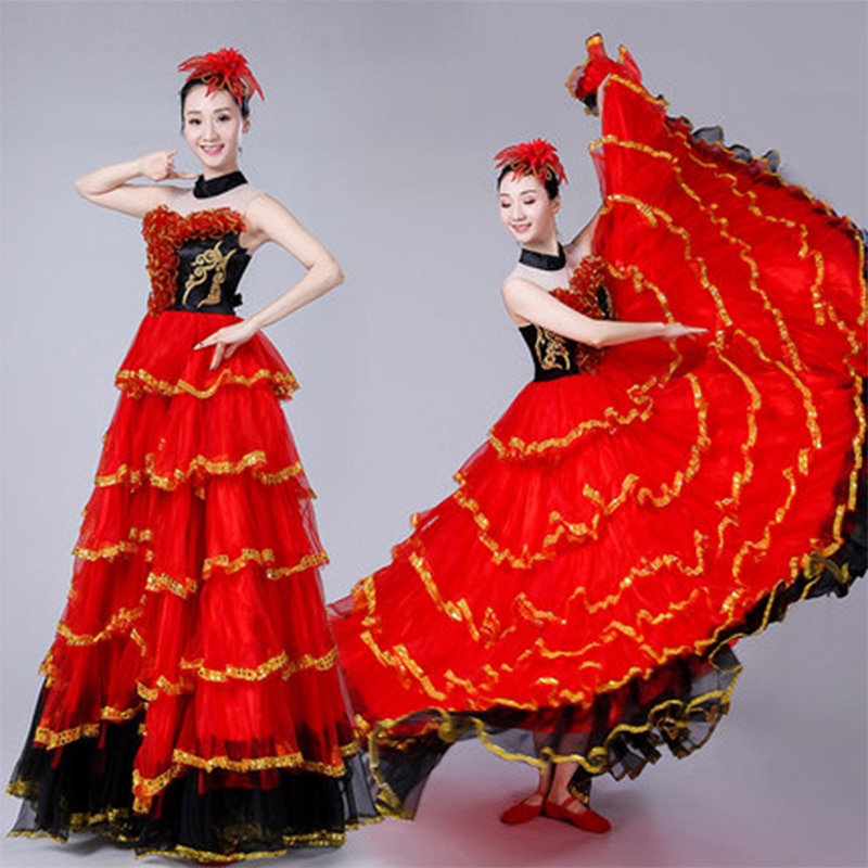 Spanish Dance Costumes For Women Flamenco Dance Big Swing Skirt Belly Dance Dress Spanish Clothing Flamenco Dance Wear DL3481