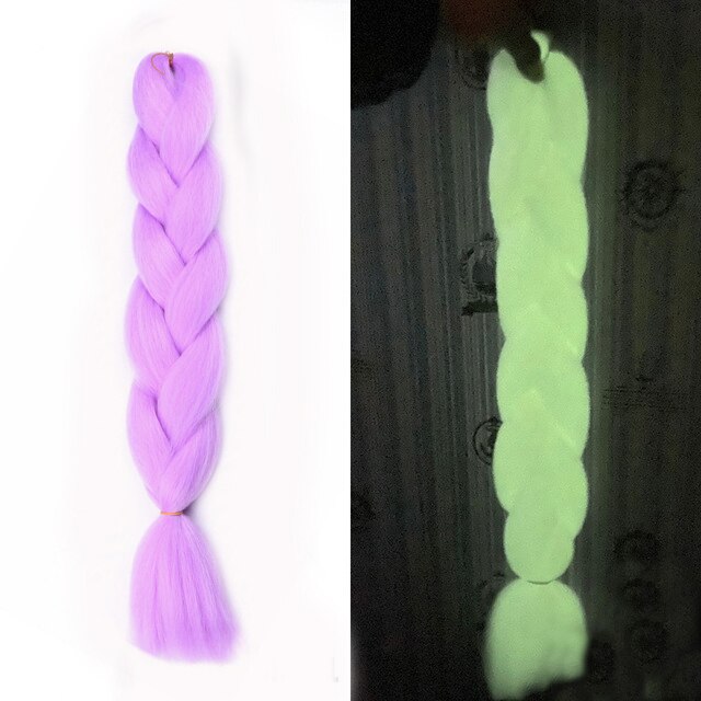 Extensiones de pelo de trenzado Jumbo brillante pelo sintético de colores para trenzas de pelo de kanekalon Msglamor de luz fluorescente trenzada africana
