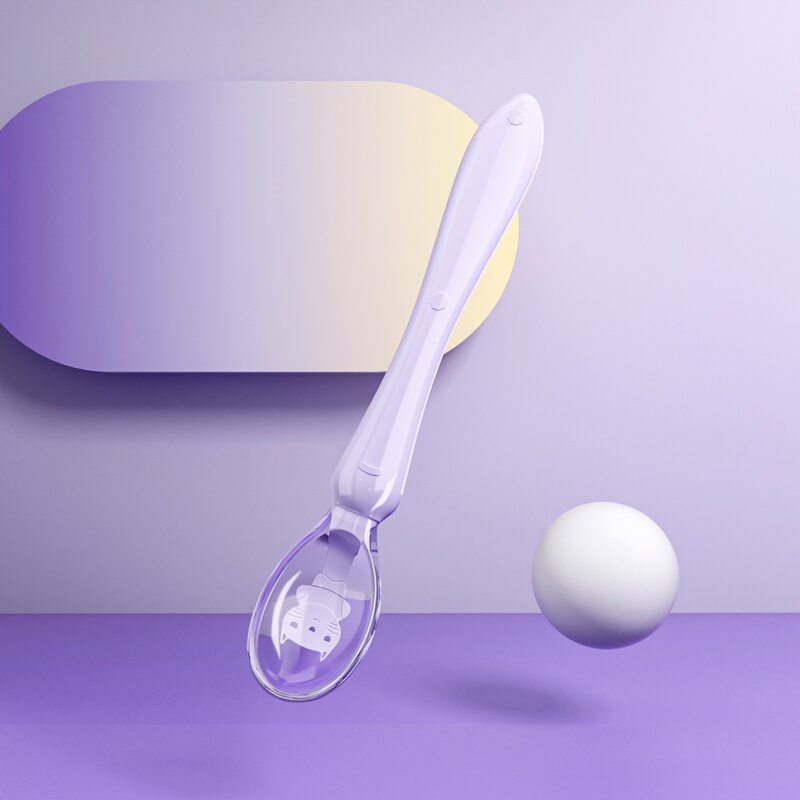 Baby Silikon Weiche Suppe Löffel Hcalthy Kleinkind Scnsing Tcmpcrature Saugnapf Kichen Kochen Löffel Ricc Löffel Childrc Tablcwarc: lang handhaben Löffel  A