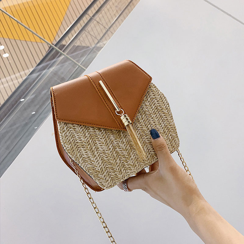 petit sac nouvelle plage paille sac chaîne sac de messager gland femmes en cuir bandoulière sac à bandoulière sac à main sacs à main
