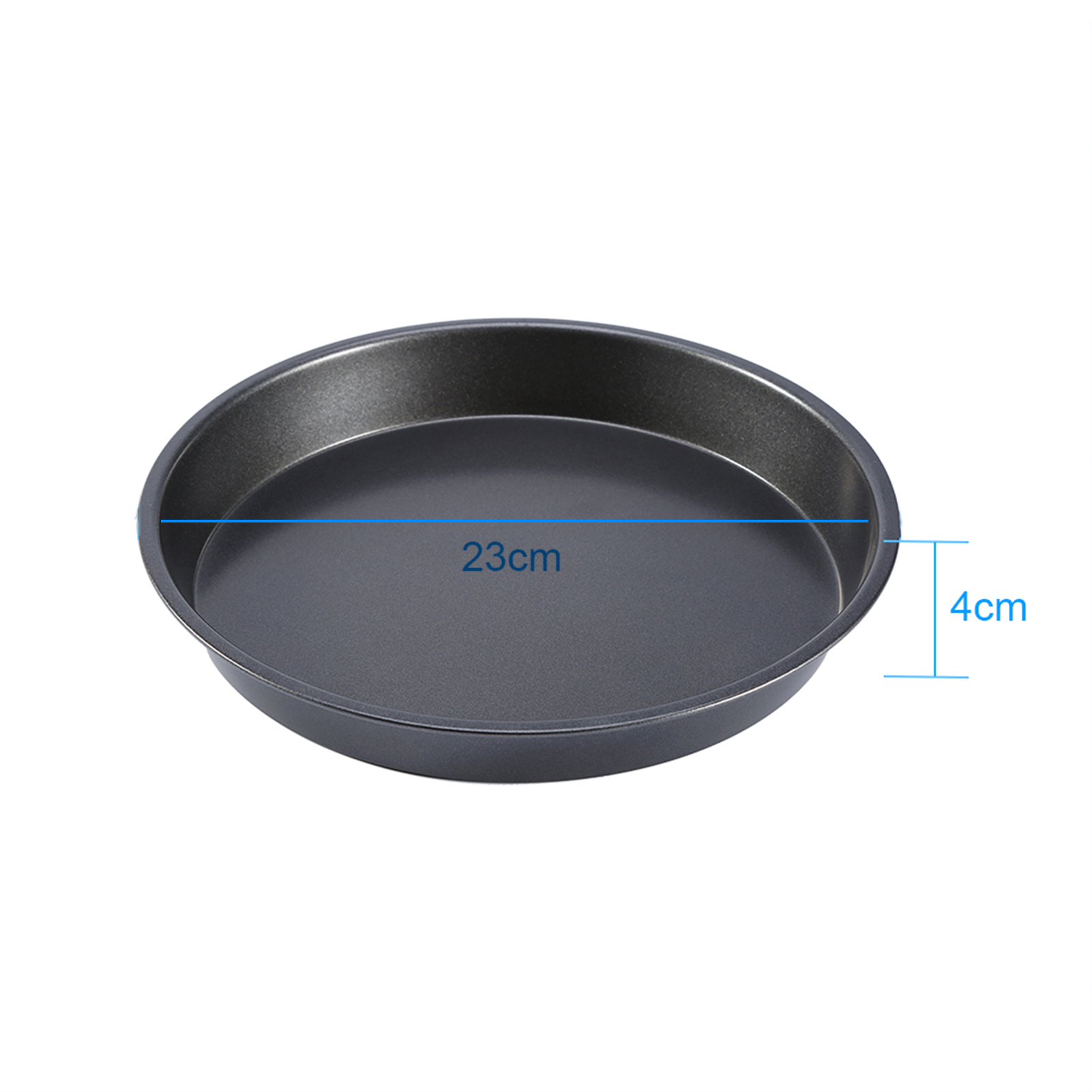 Bandeja redonda antiadherente de acero al carbono para hornear Pizza, 23x4cm, horno microondas, platos para hornear, bandeja para pasteles