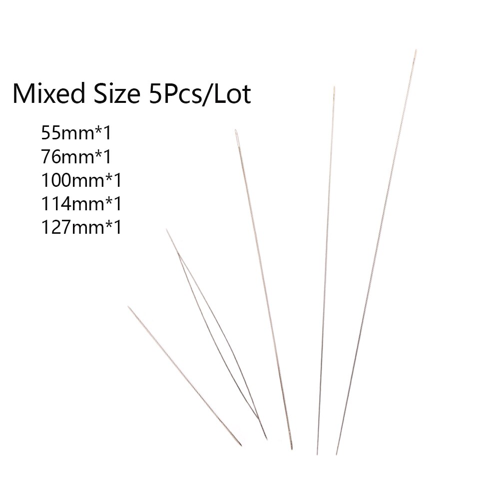 5pcs Central Opening Needles Stainless Steel Curved Beading Needles Tools for Jewelry Making Threading String Cord Easy: Mix size