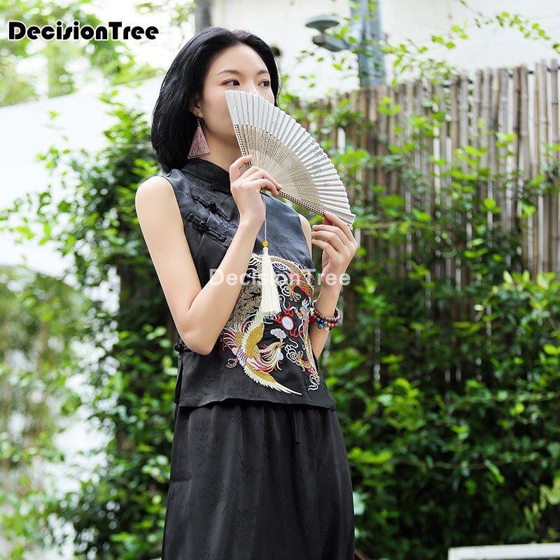 Gilet ethnique pour femmes, haut de style chinois rétro, jacquard , gilet hanfu chinois traditionnel, vêtements pour femmes,