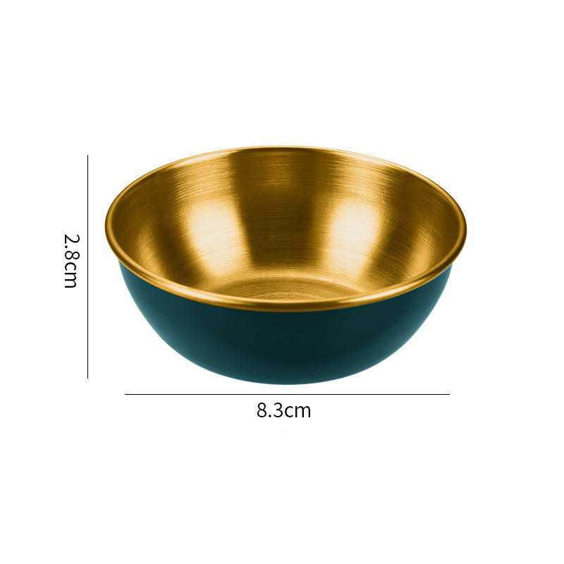 6Pcs 3.3in Stainless Steel Small Serving Bowls Sauce Dishes Round Sushi Dipping Bowl Seasoning Dish Appetizer Plates Metal Ramek: Gold green