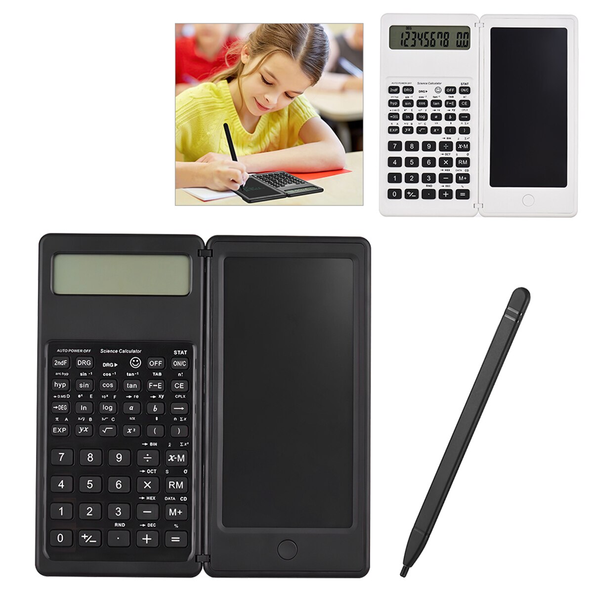 Multifunction Calculator For Learning Office With Stylus Pen Folding Calculator Operation Tool One-click Erase LCD Calculator