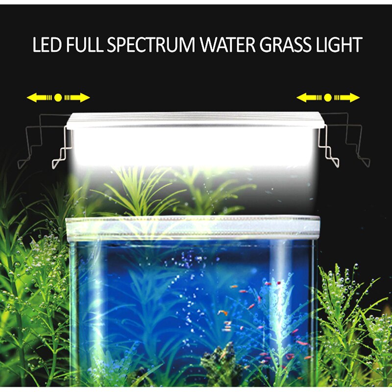 Lámpara acuática de aleación de aluminio para acuario, luz LED ultrafina de 18-65CM, ampliable, resistente al agua, lámpara de jardinería acuática