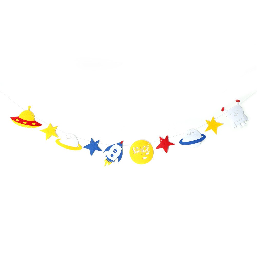 1Set 14*10cm Lovely Alien Robot Bunting String Flags Garland Space Baby Shower Party Decor