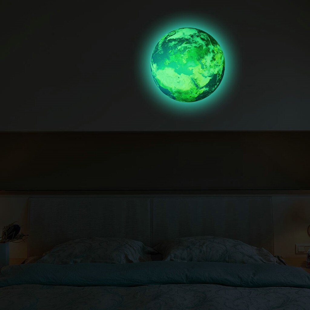 30cm 3D Large Moon Fluorescent Wall Sticker Removable Glow In The Dark Sticke Moth-proofing moistureproof#0204y10