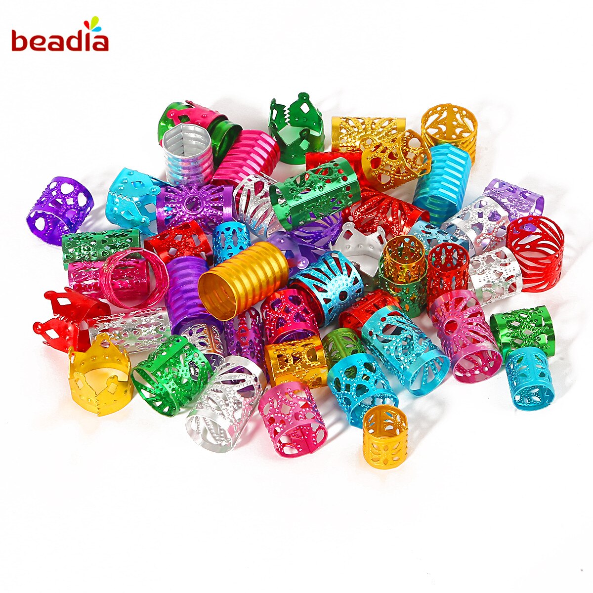 50/100 Pcs Verschillende Vorm Kralen Verstelbare Haar Vlechten Dreadlock Kralen Braid Ringen Manchet Clips Buizen Sieraden Bevindingen