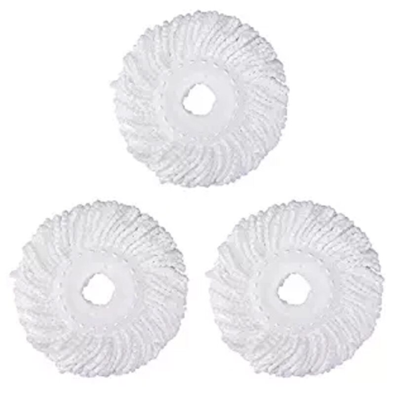 3 têtes de rechange pour serpillière magique, pour rotation à 360 °, rondes, taille Standard, blanc: Default Title