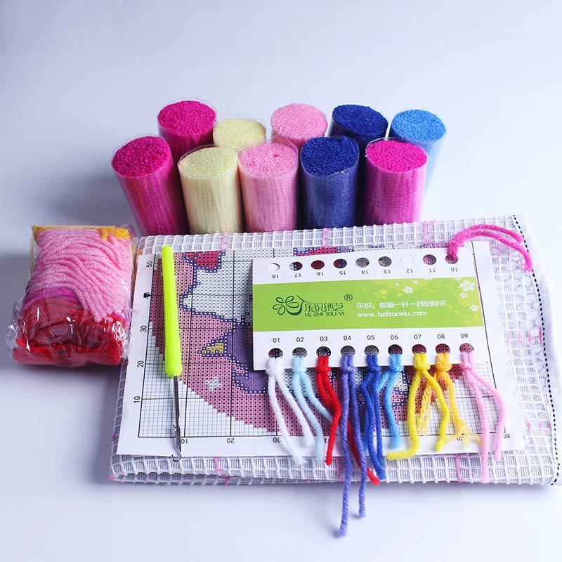 Knooppakket smyrna latch hook kits diy borduurpakket kussen kruissteek kussens borduren tapijt kussen foamiran voor bloemen