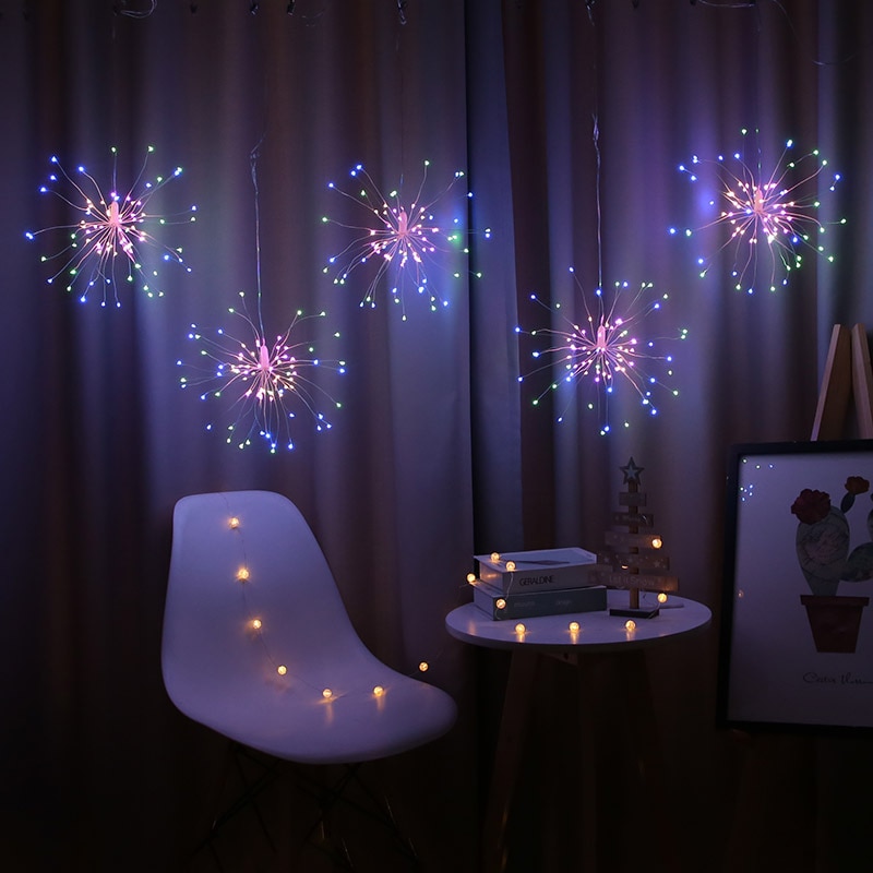 Krans lys utendørs fyrverkeri julelys strøm ledet streng kobbertråd fe lys julefest dekor lampe