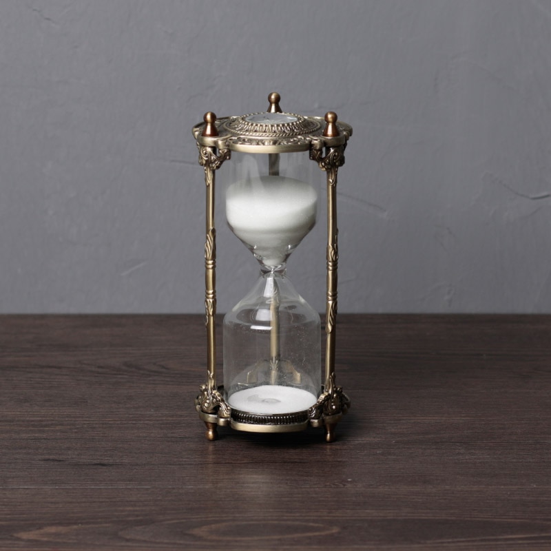 European hourglass timer 15/30min clock sand metal+glass decorative sand hourglasses sand sand timer for desk decoration A06-2