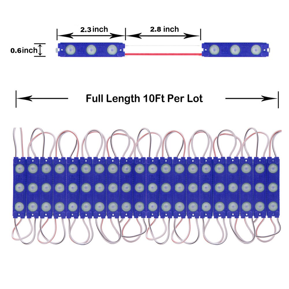 Superheldere led-module licht 3 leds  dc12v waterdichte etalageverlichting led-reclamemodule lichtlampen rgb-lamp