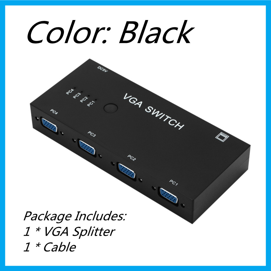 Pzzpss 4 In 1 Out Vga Switcher 4 Port Vga Switch Box Vga Voor Consoles Set-Top Boxes 4 hosts 1 Display Notebook Projector: Default Title