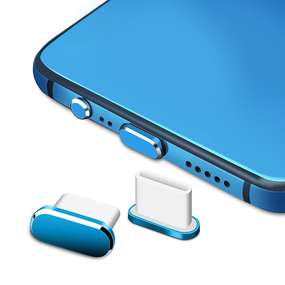 5 bouchons anti-poussière en métal pour Port de chargement de téléphone de Type C, couvercle de protection anti-poussière, capuchon étanche, décoration pour Samsung Xiaomi