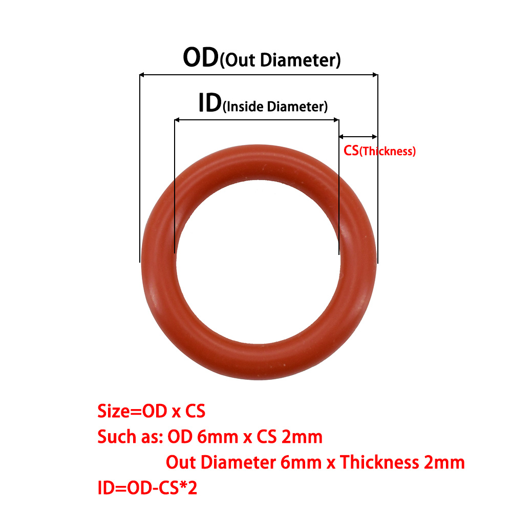Silikon O-Ring Dichtung Kaffeemaschine VMQ Ölbeständig Hochtemperatur Silica Gel O Ring Dichtung Unterlegscheibe Schwarz Rot CS1-CS4