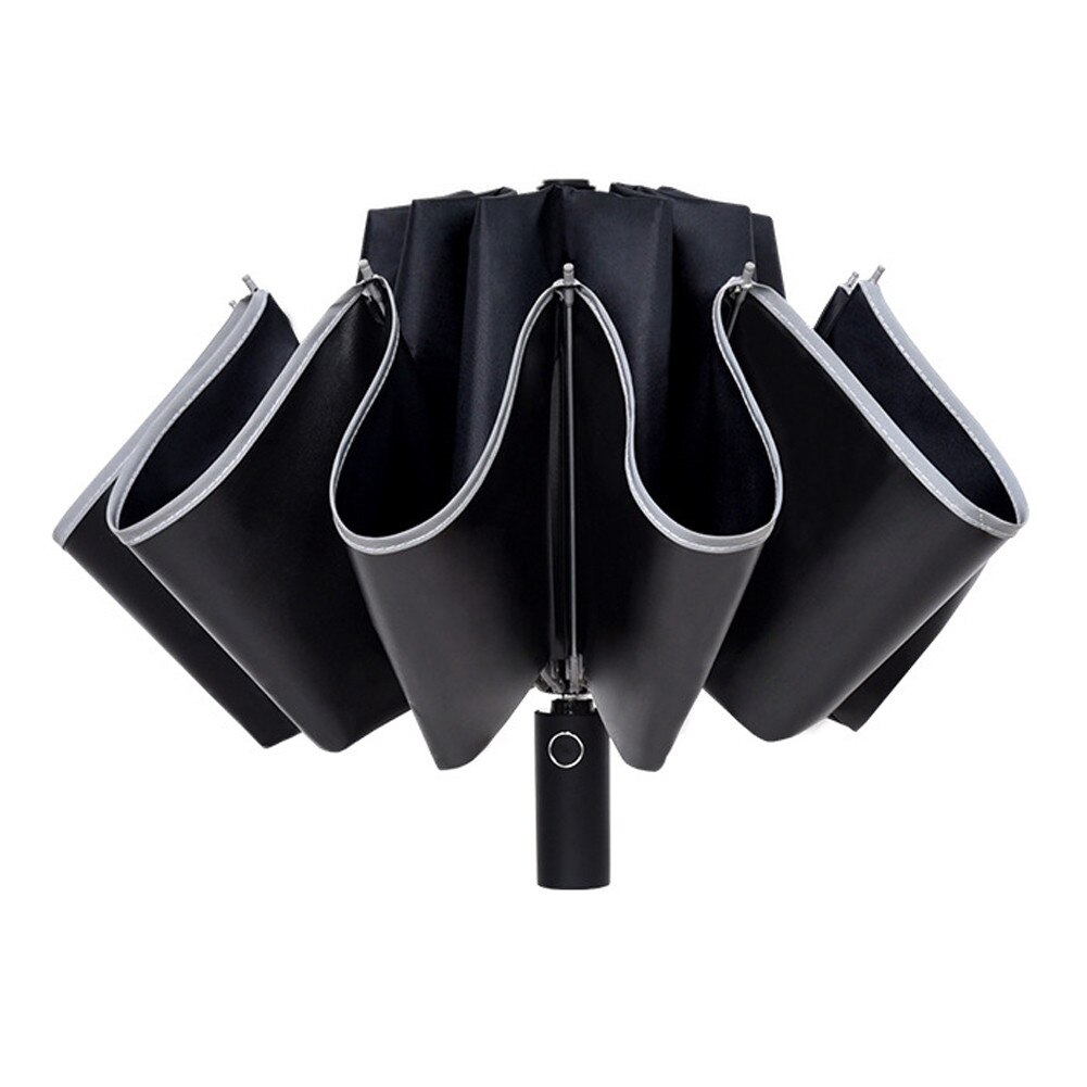 Automatic Reverse Folding Umbrella LED Reflective Strip Automatic Umbrella Flashlight Three-fold Windproof Car Business Umbrella: Folding umbrella 1