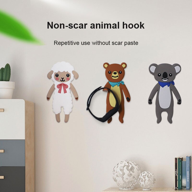 Gancho de pared perchero para nevera con forma de Animal, ganchos de cocina extraíbles, decoración para el hogar, gancho Adhesivo de pared plegable lavable