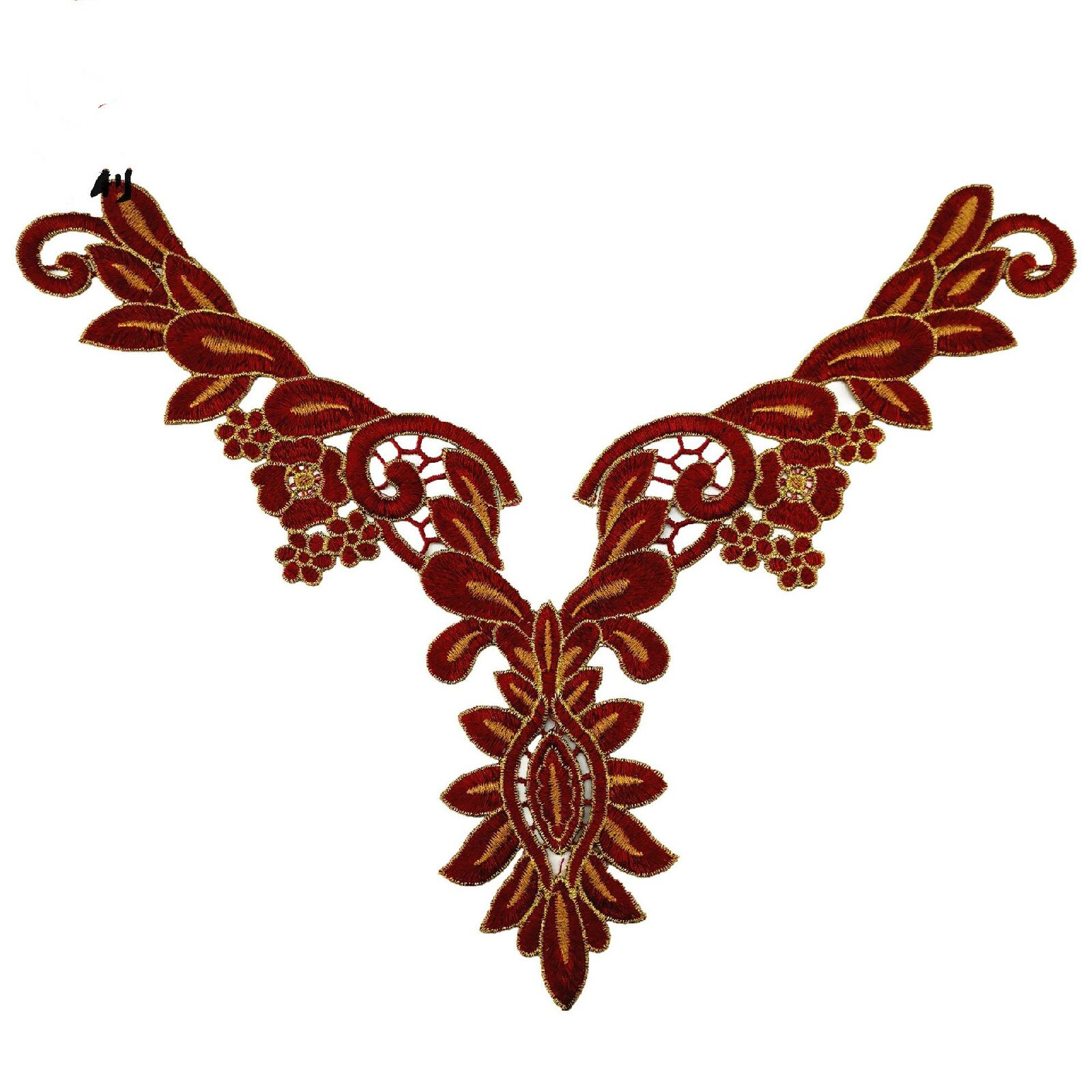 Bruidsguipurekant kraag appliqué / geborduurd kant decolleté