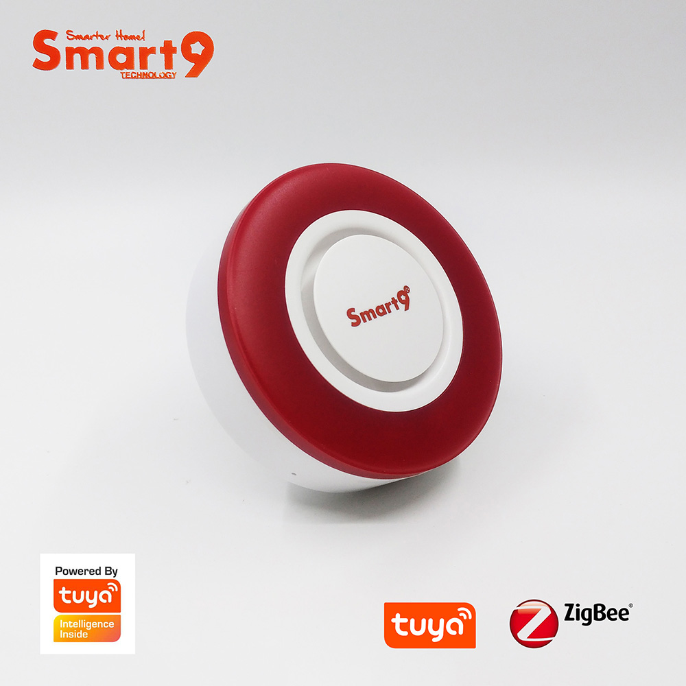 Alarma ZigBee Hooter Smart9 que funciona con TuYa ZigBee Hub, sirena inteligente con sonido y luz de Flash automatización por Smart Life App: US Plug