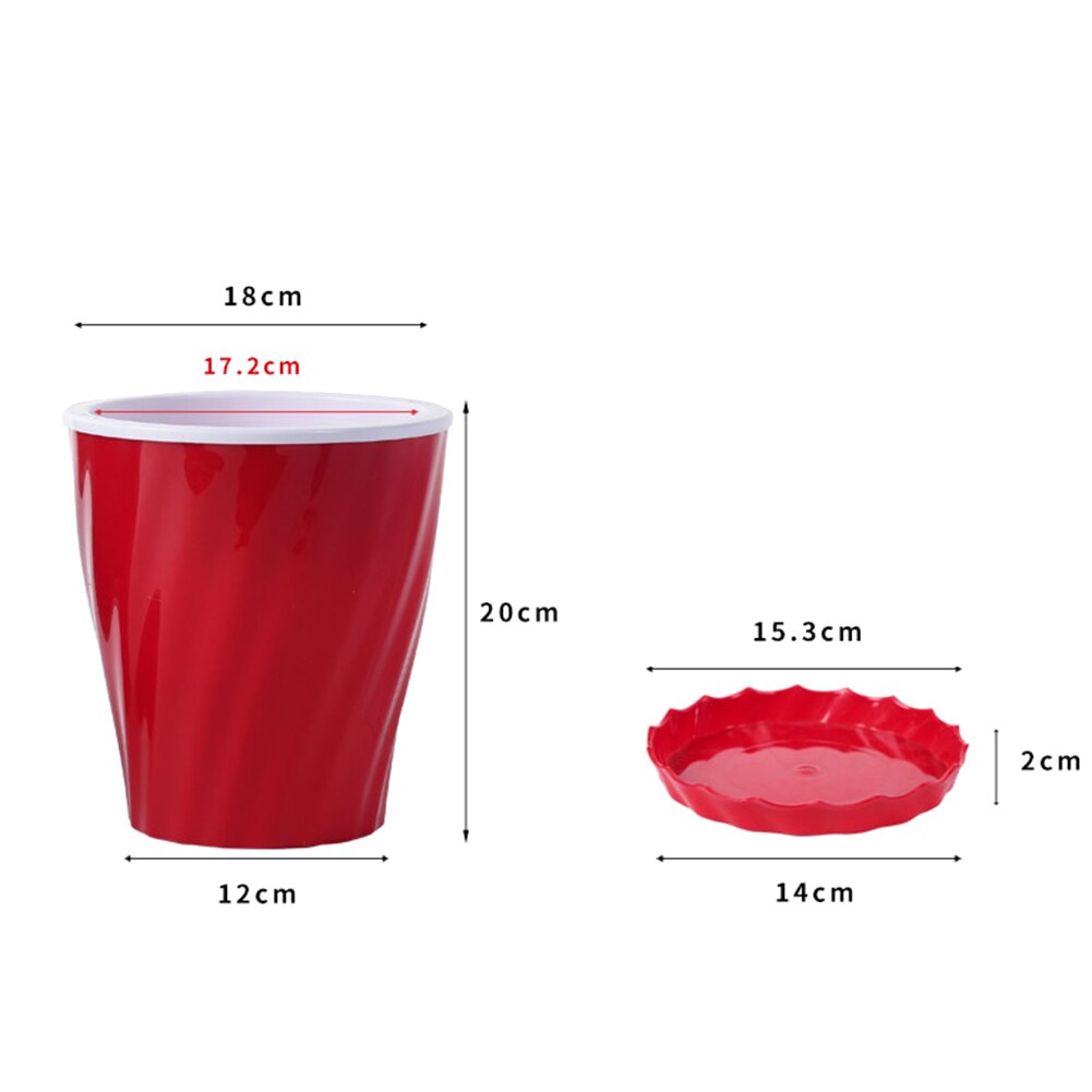 Double Layer Wavy Flower Plant Pot Automatic Absorbing Water Resin Tabletopss Planter Stylish Home Decoration