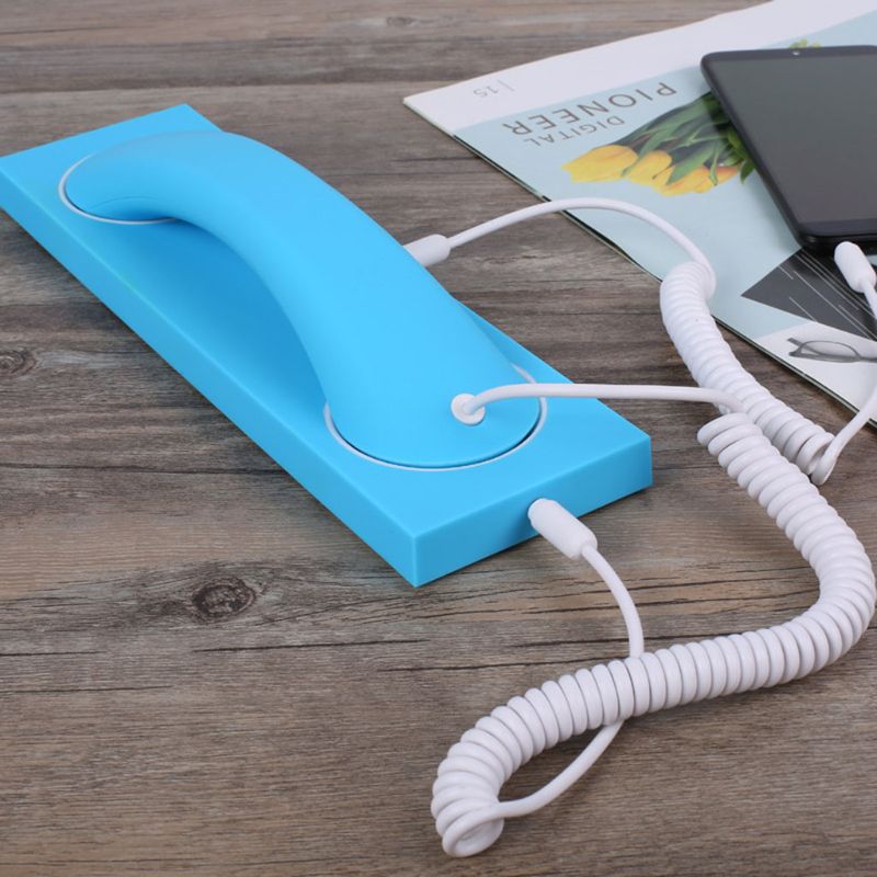 Retro telefon telefonrør headset strålingssikret 3.5mm pc computermikrofon med base til iphone samsung mobiltelefoner
