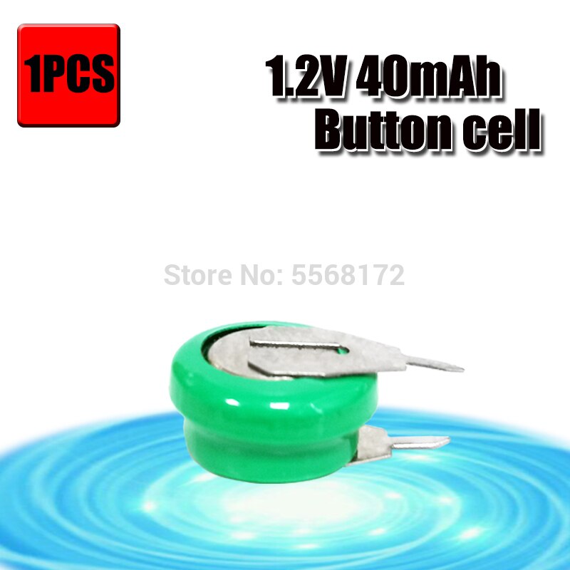 Original Brand 1.2V 40mAh Ni-MH Rechargeable Button Cell Battery Ni MH Batteries With Pins: 1pcs