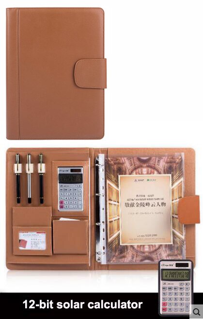 Multifunctionele map a4, PU Lederen 4-rings brief size document mappen. voor 8.5x11 inch document map: brown 1