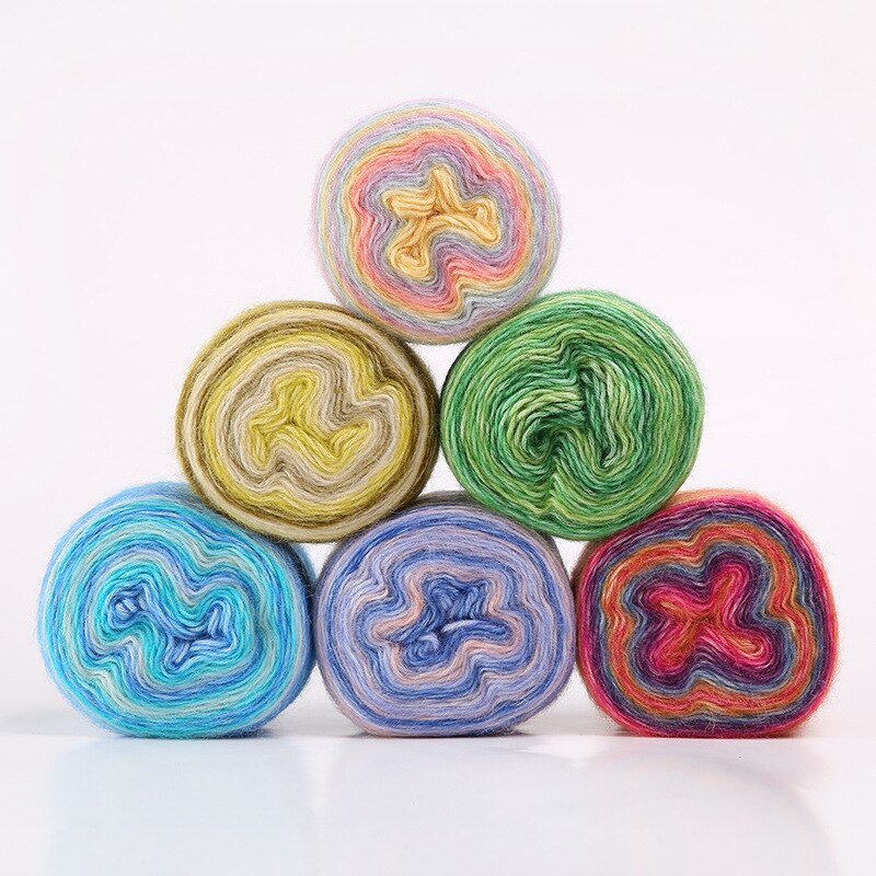 Wool Mohair Yarn Crochet Hand Knitting Soft Segment Dyed Plush Fine Yarn Cotton Angola Amorous Colourful Thread