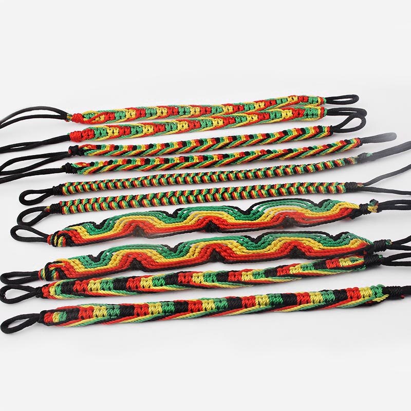10 stk blandet rasta venskab armbånd armbånd bomuld silke reggae jamaica surfer boho armbånd