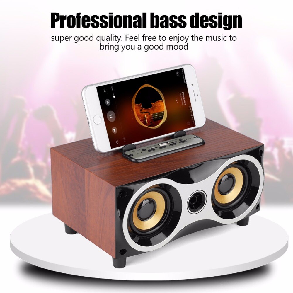 Houten Draagbare Bluetooth Speaker Bass Soundbar Subwoofer Draadloze Speaker Home Theater Music Center Fm Aux Fm Muziek Boombox