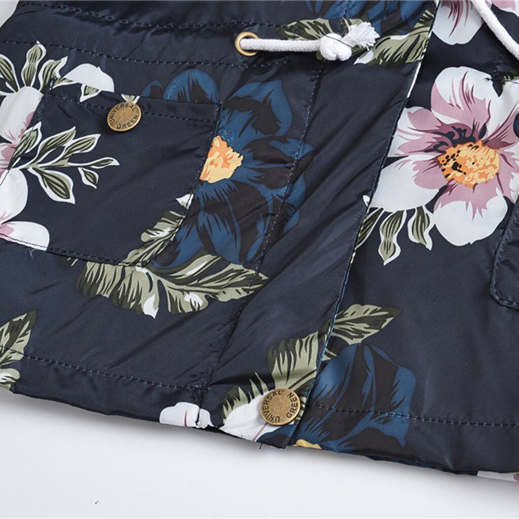 Manteau à capuche pour enfant fille, sweat-shirt à motif Floral, coupe vent, collection printemps-automne