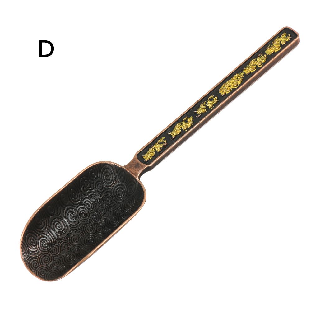 Retro Bronze Chinese Tea Spoons Copper Green Tea Scoop Spoon Tea Leaves Chooser Holder Chinese Kongfu Tea Tools Accessories: D