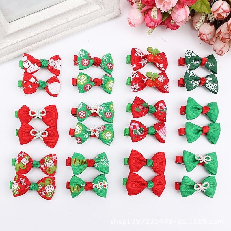 Anneau élastique pour cheveux, 2 pièces/ensemble, accessoires de cheveux de noël pour enfants, bande en caoutchouc, serre-tête pour filles