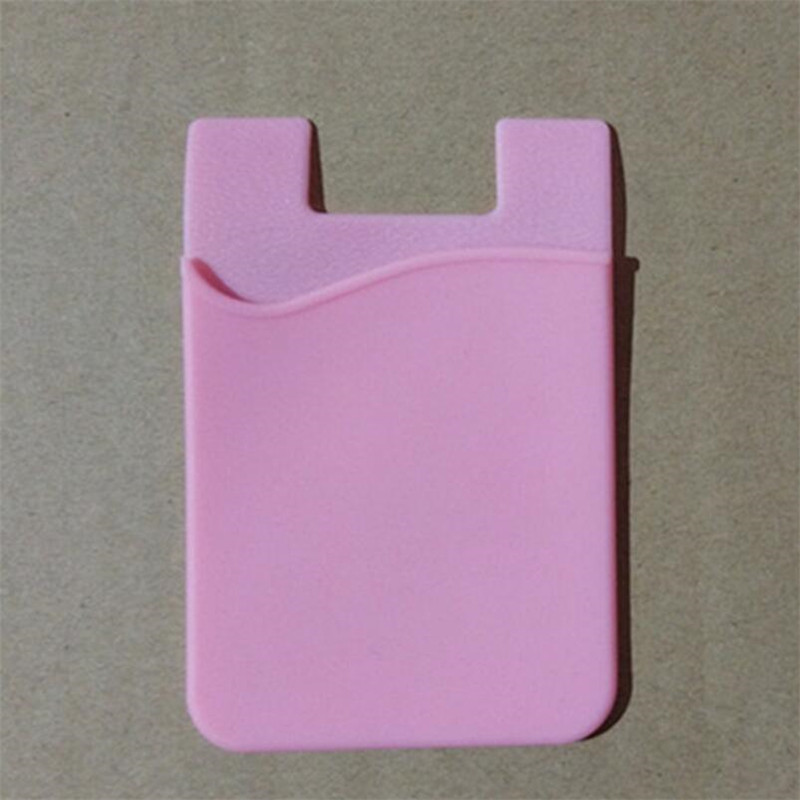 1Pc Dubbele Zak Elastische Stretch Siliconen Mobiele Telefoon Id Credit Kaarthouder Sticker Universal Wallet Case Kaarthouder: Roze