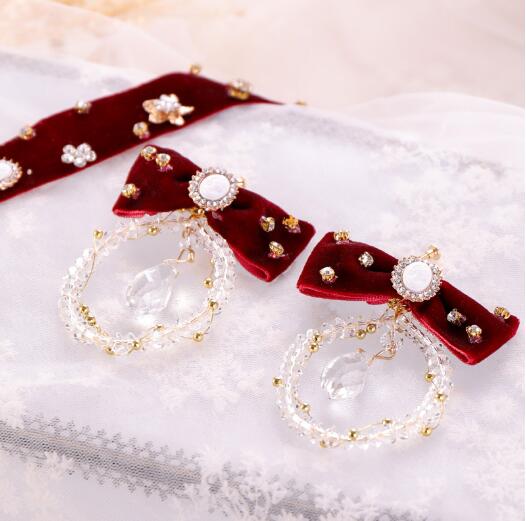 Banda de pelo para de graduación, tocado de boda burdeos, vestido de novia, diadema con cuentas para , diadema con pendientes
