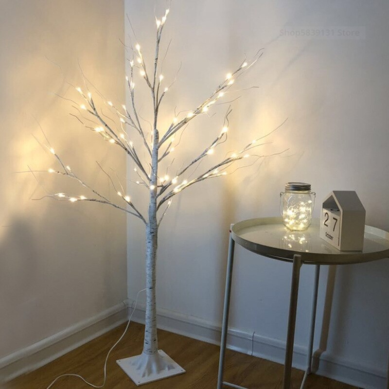 Hvide birketræ lyser led bordlamper dekorative grene til jul hjem indendørs lys fest bryllup hænge ornamenter