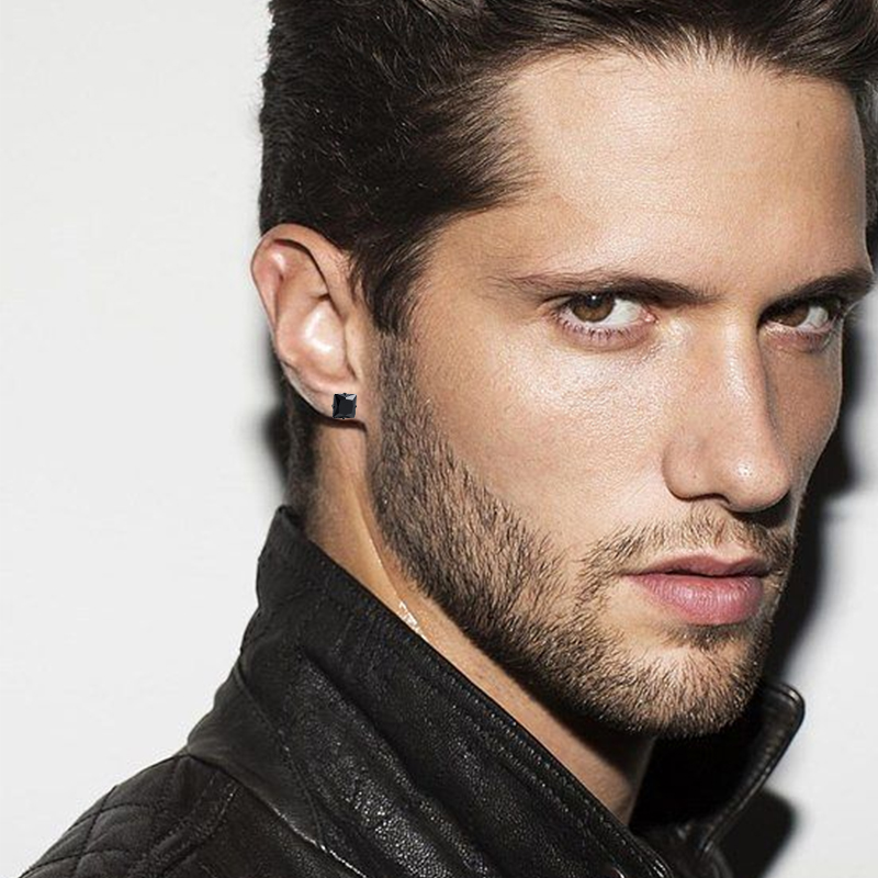 Pendientes de aro Punk negros de acero inoxidable para hombres y mujeres, pequeños colgantes de Cruz redonda de , accesorios de joyería, pendientes