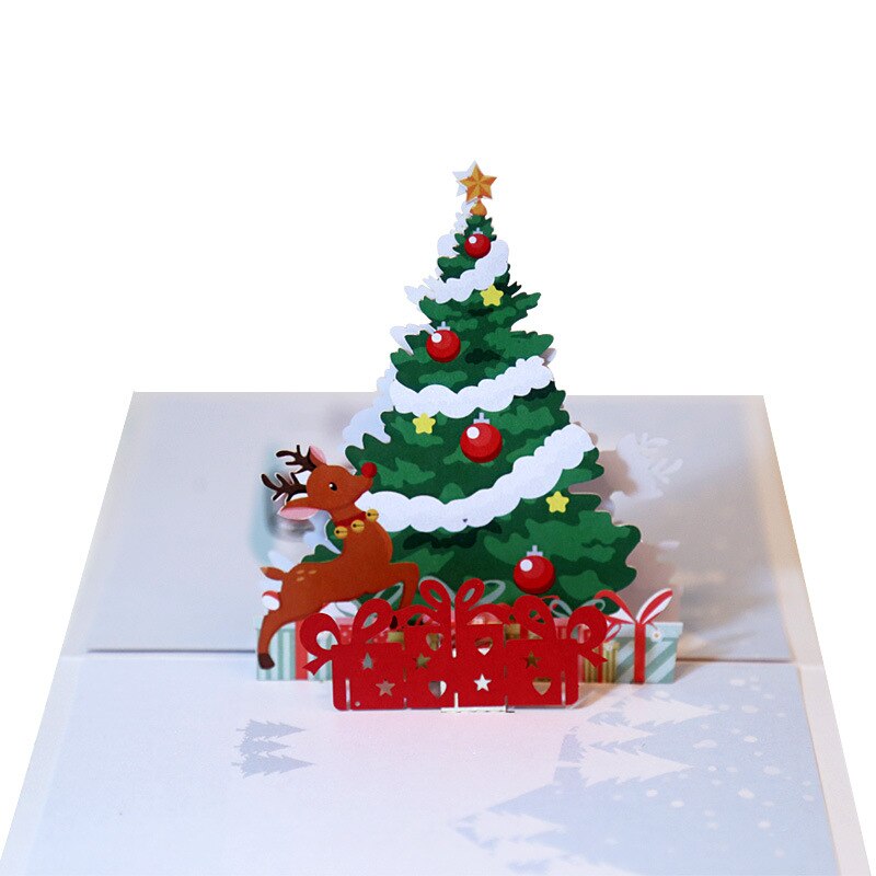 3D Kerstkaart Kerstboom Herten Stereo