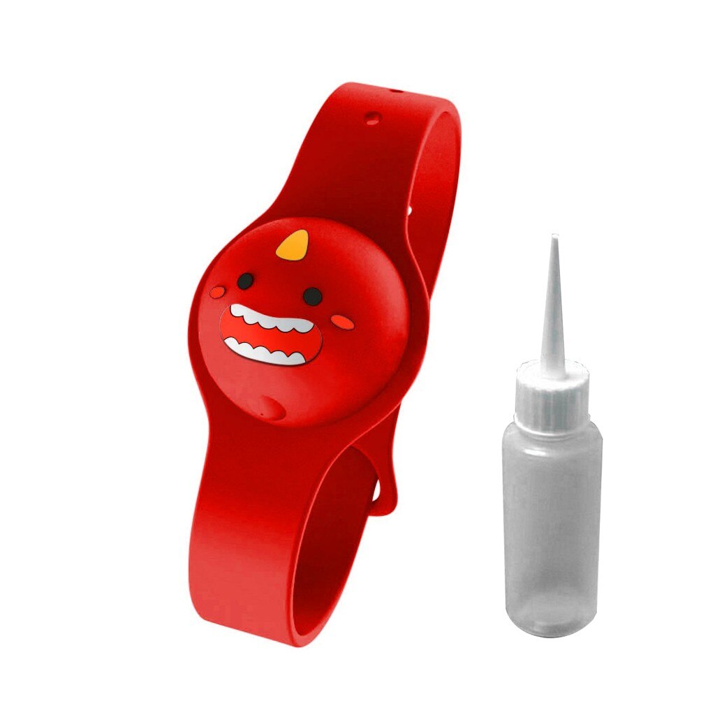 Del fumetto del Capretto Liquido Wristband Mano Dispenser portatile Carino Lavare A Mano Dispenser Distributore di 15ml Wristband Mano all'aperto Per I Bambini: Red   1pc