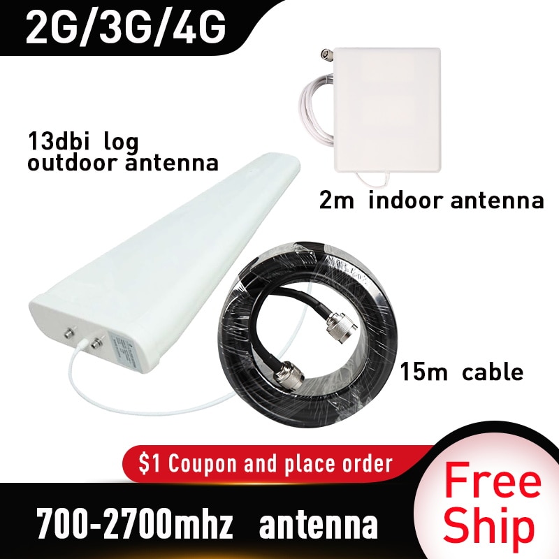 700-2700MHz gain 13dbi log Antenne Volle Set Signal Repeater Zubehör für GSM UMTS DCS PCS 3G 4G LTE Handy Signal Booster