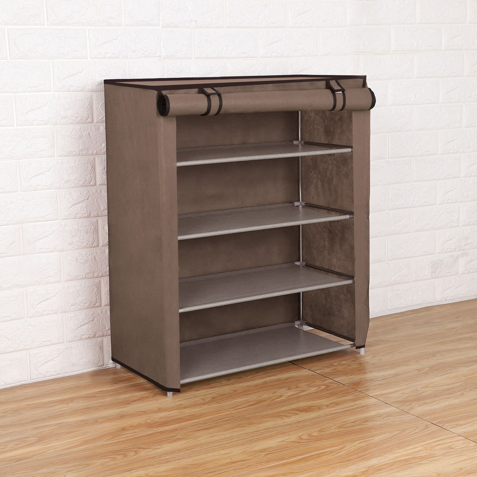 Estante para zapatos de tela no tejida de varios tamaños estante para zapatos, almacenamiento para el hogar, dormitorio, armario de pasillo, organizador de artículos diversos: 4 layer Coffee
