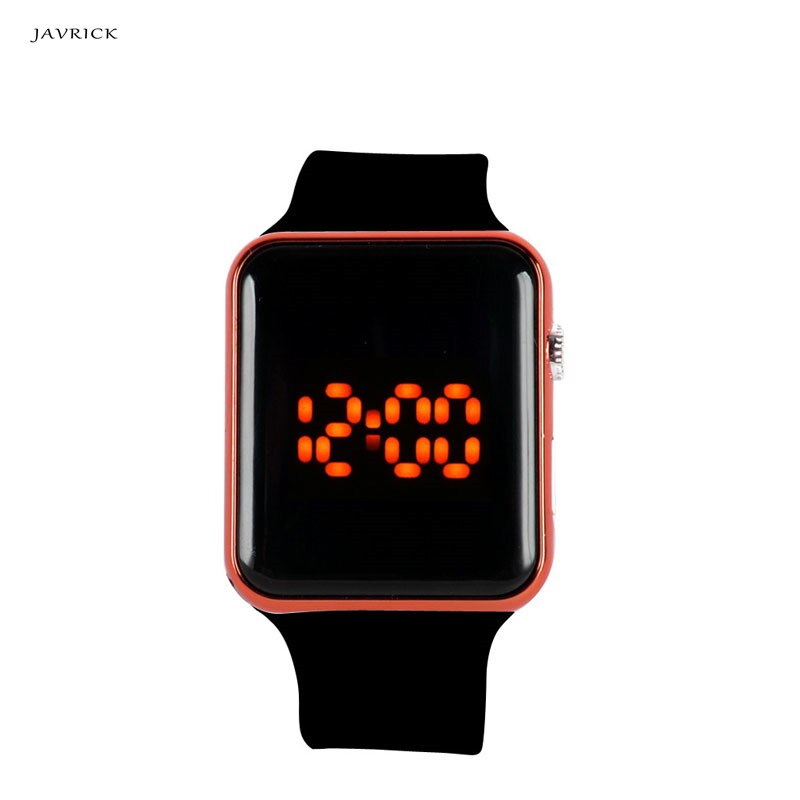 JAVRICK Mannen Vrouwen Siliconen LED Sport Horloge Digital Armband Unisex Horloges Zwart: Rood