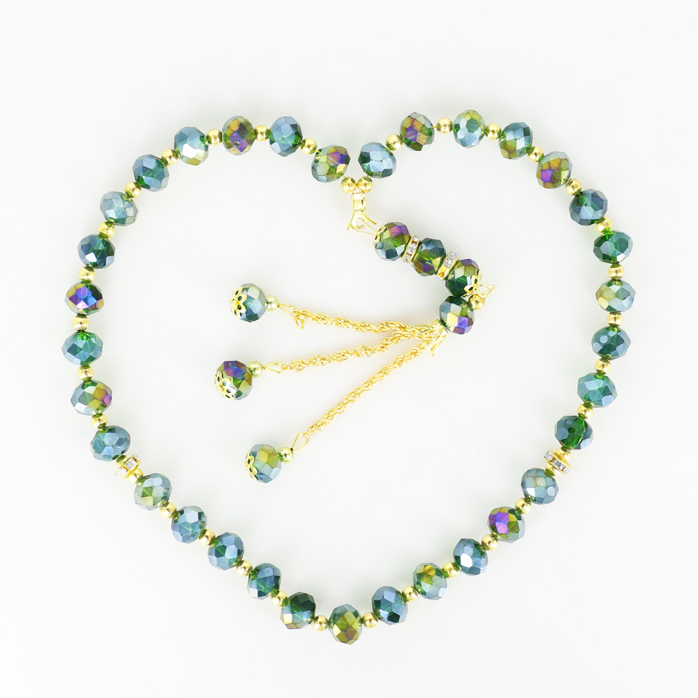 Tasbih perles de prière bracelet Islam musulman perle de prière Tasbeeh compteur Zikr chapelet perles Masbaha méditation Bracelets pour femme hommes: green